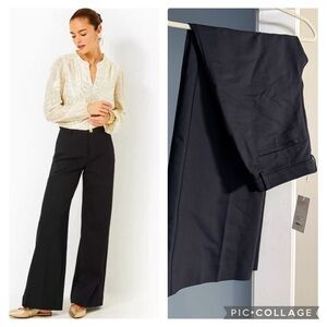 Lilly Pulitzer Black Colletti High Wide Leg Pants 33”